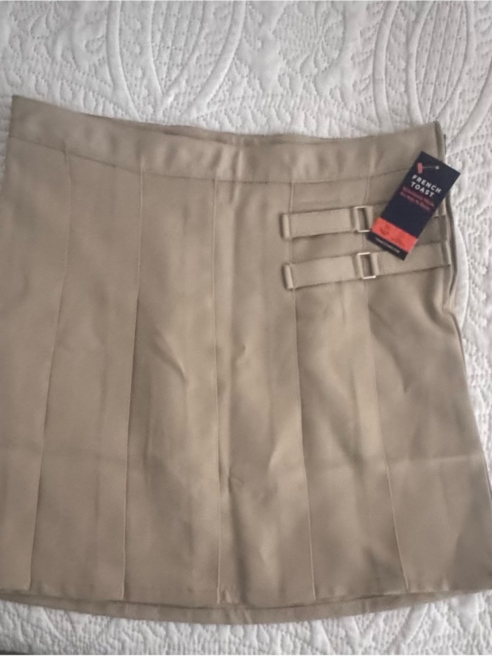 French Toast Girls Khaki Pleated School Skirt with Side Buckles